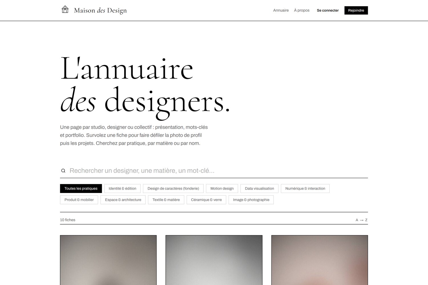 Maison des Design — Accueil : l'annuaire, la recherche et les catégories.