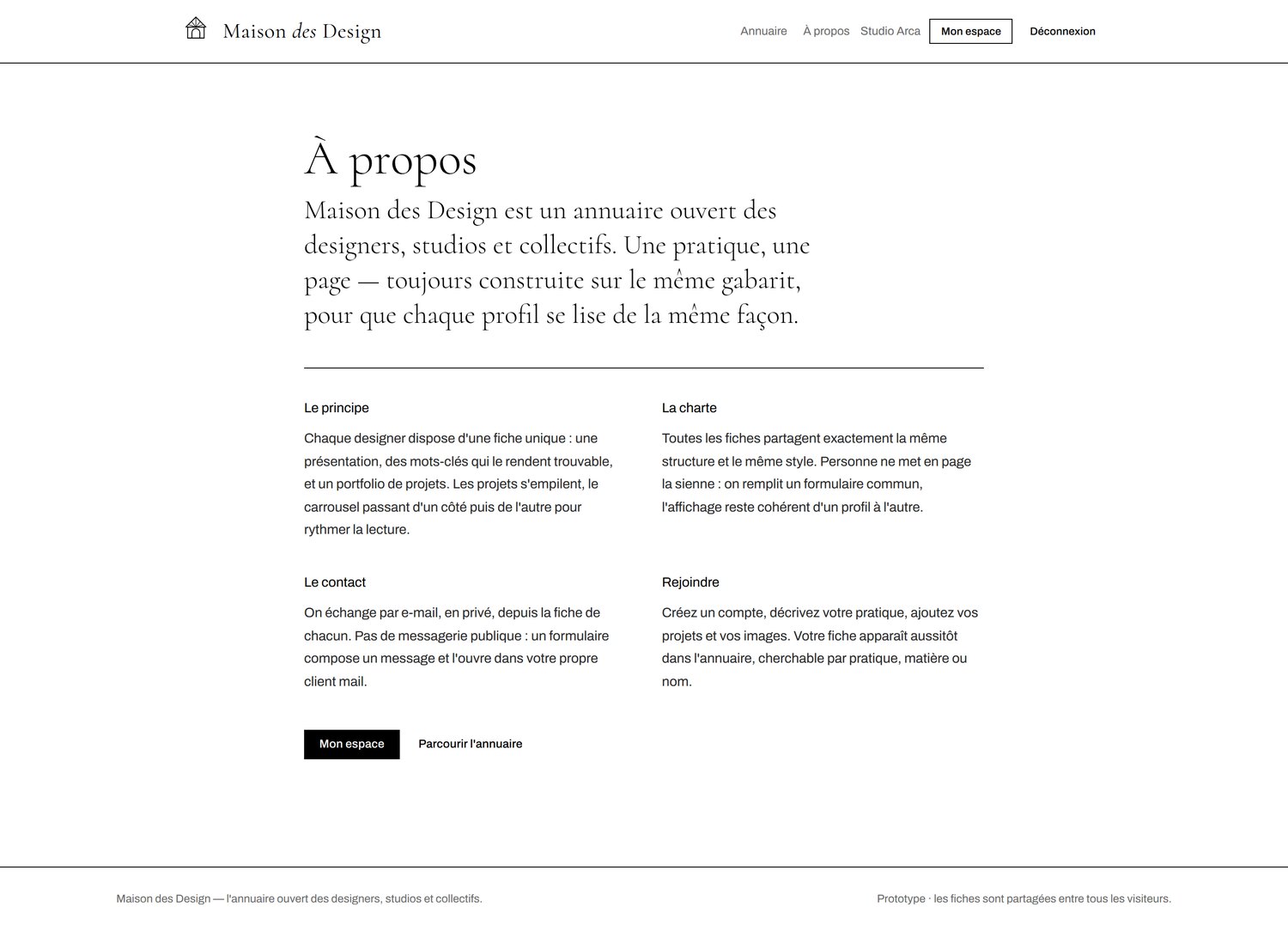 Maison des Design — Page à propos.